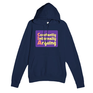 Constantly Internally Arguing — funny navy unisex hoodie