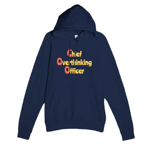 Chief Overthinking Officer — funny navy unisex hoodie