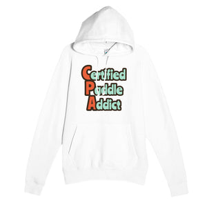 Certified Paddle Addict — funny white unisex hoodie