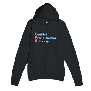 Certified Procrastination Authority — funny black unisex hoodie