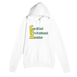 Certified Professional Avoider — funny white unisex hoodie