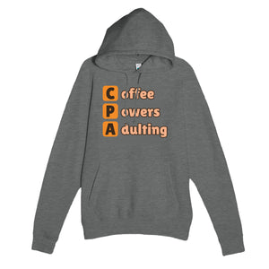 Coffee Powers Adulting — funny graphite heather unisex hoodie