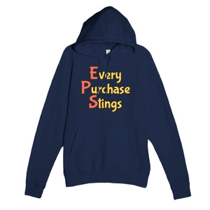 Every Purchase Stings — funny navy unisex hoodie