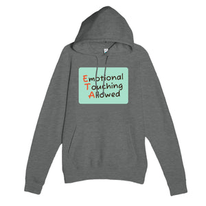 Emotional Touching Allowed — funny graphite heather unisex hoodie