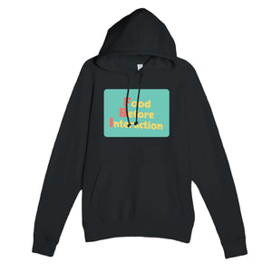 Food Before Interaction — funny black unisex hoodie