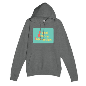Food Before Interaction — funny graphite heather unisex hoodie