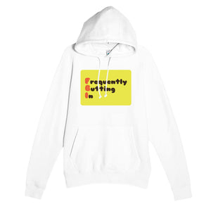 Frequently Butting In — funny white unisex hoodie