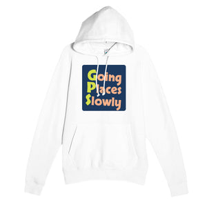 Going Places Slowly — funny white unisex hoodie