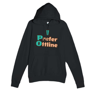 I Prefer Offline — funny black unisex hoodie