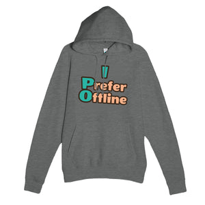 I Prefer Offline — funny graphite heather unisex hoodie