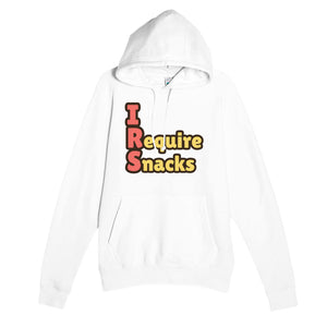 I Require Snacks — funny white unisex hoodie