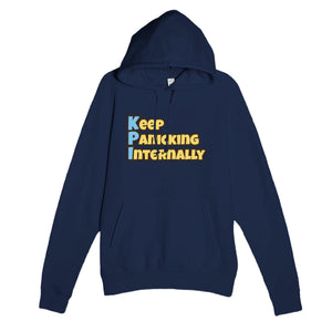 Keep Panicking Internally — funny navy unisex hoodie