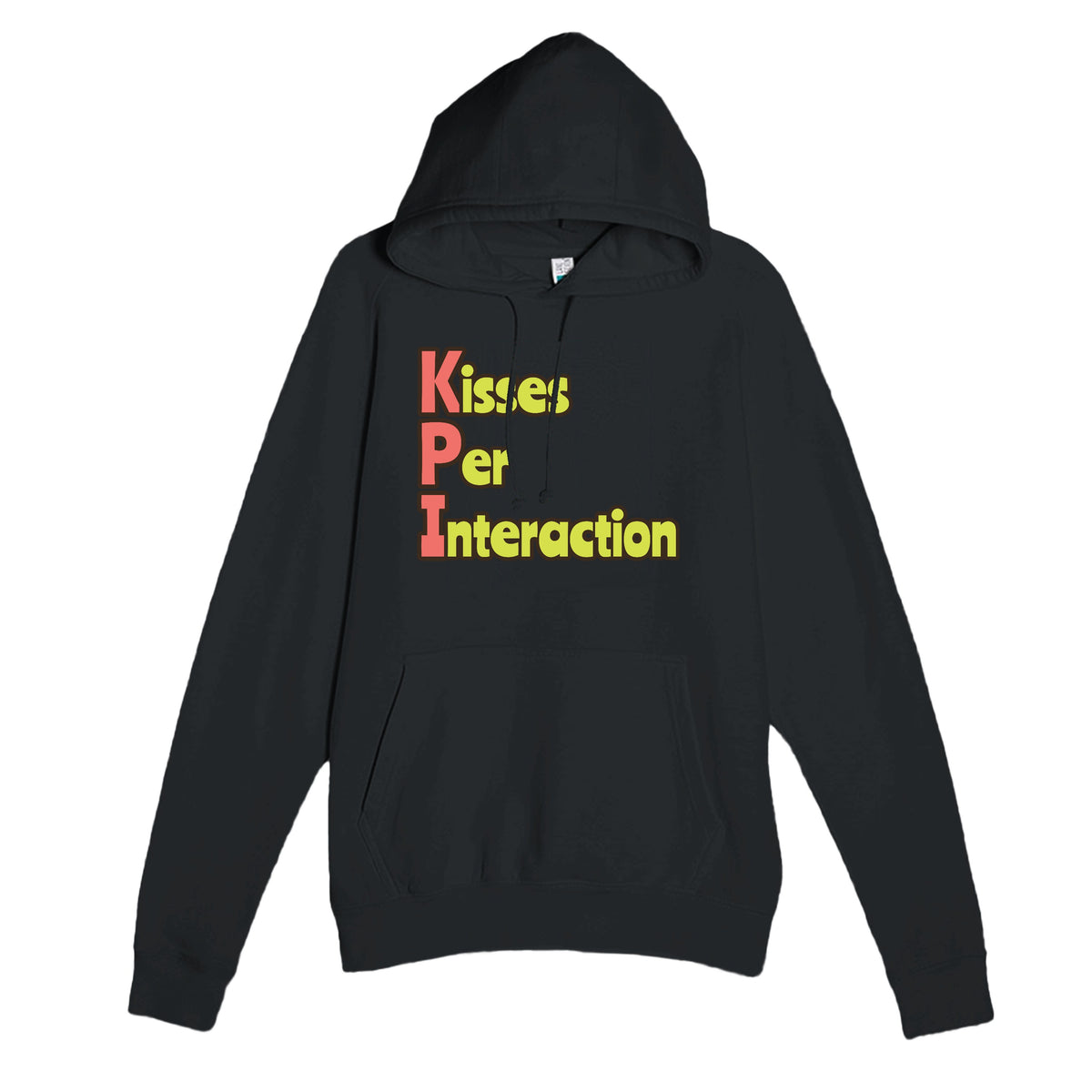 Kisses Per Interaction — funny black unisex hoodie