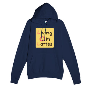 Living on Lattes — funny navy unisex hoodie