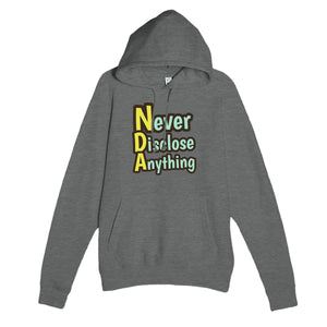 Never Disclose Anything — funny graphite heather unisex hoodie