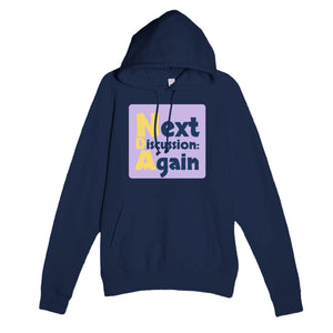 Next Discussion: Again — funny navy unisex hoodie