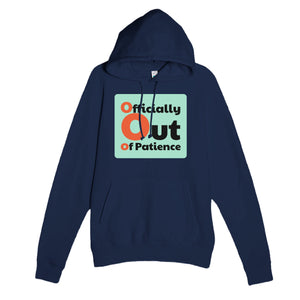 Officially Out of Patience — funny navy unisex hoodie