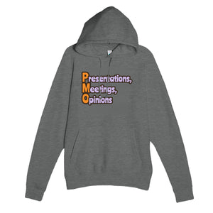 Presentations, Meetings, Opinions — funny graphite heather unisex hoodie