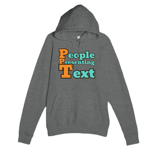 People Presenting Text — funny graphite heather unisex hoodie