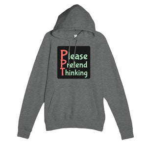 Please Pretend Thinking — funny graphite heather unisex hoodie