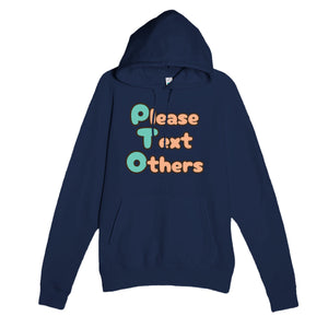 Please Text Others — funny navy unisex hoodie