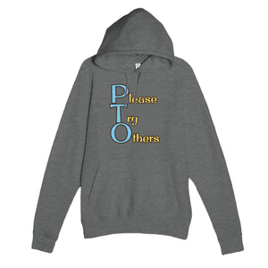 Please Try Others — funny graphite heather unisex hoodie