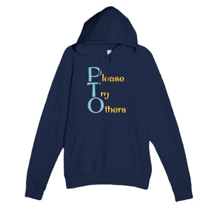 Please Try Others — funny navy unisex hoodie