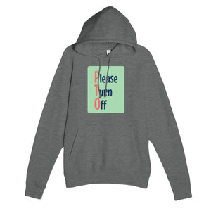 Please Turn Off — funny graphite heather unisex hoodie