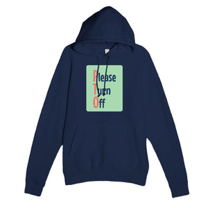 Please Turn Off — funny navy unisex hoodie