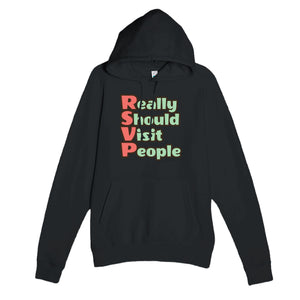 Really Should Visit People — funny black unisex hoodie