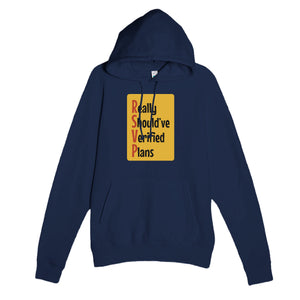 Really Should’ve Verified Plans — funny navy unisex hoodie