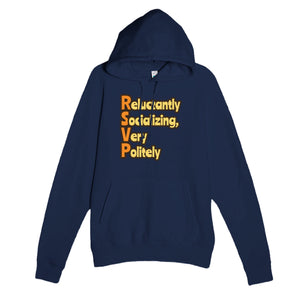 Reluctantly Socializing, Very Politely — funny navy unisex hoodie