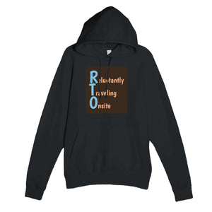 Reluctantly Traveling Onsite — funny black unisex hoodie