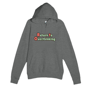 Return to Overthinking — funny graphite heather unisex hoodie
