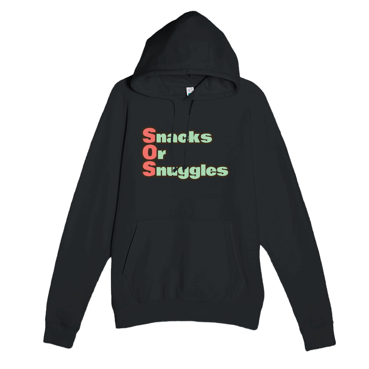 Snacks Or Snuggles — funny black unisex hoodie