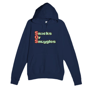 Snacks Or Snuggles — funny navy unisex hoodie