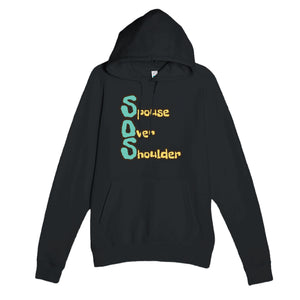 Spouse Over Shoulder — funny black unisex hoodie