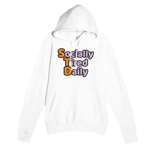 Socially Tired Daily — funny white unisex hoodie