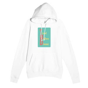 Tired Before Dinner — funny white unisex hoodie