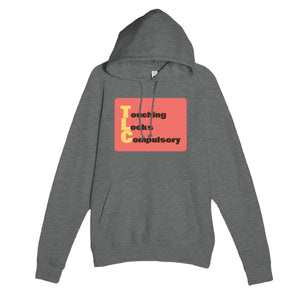 Touching Looks Compulsory — funny graphite heather unisex hoodie