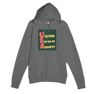 United States of Anxiety — funny graphite heather unisex hoodie