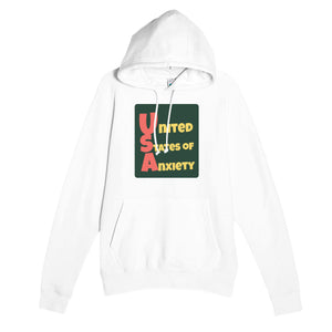 United States of Anxiety — funny white unisex hoodie