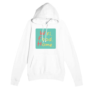 WiFi. Food. Home. — funny white unisex hoodie