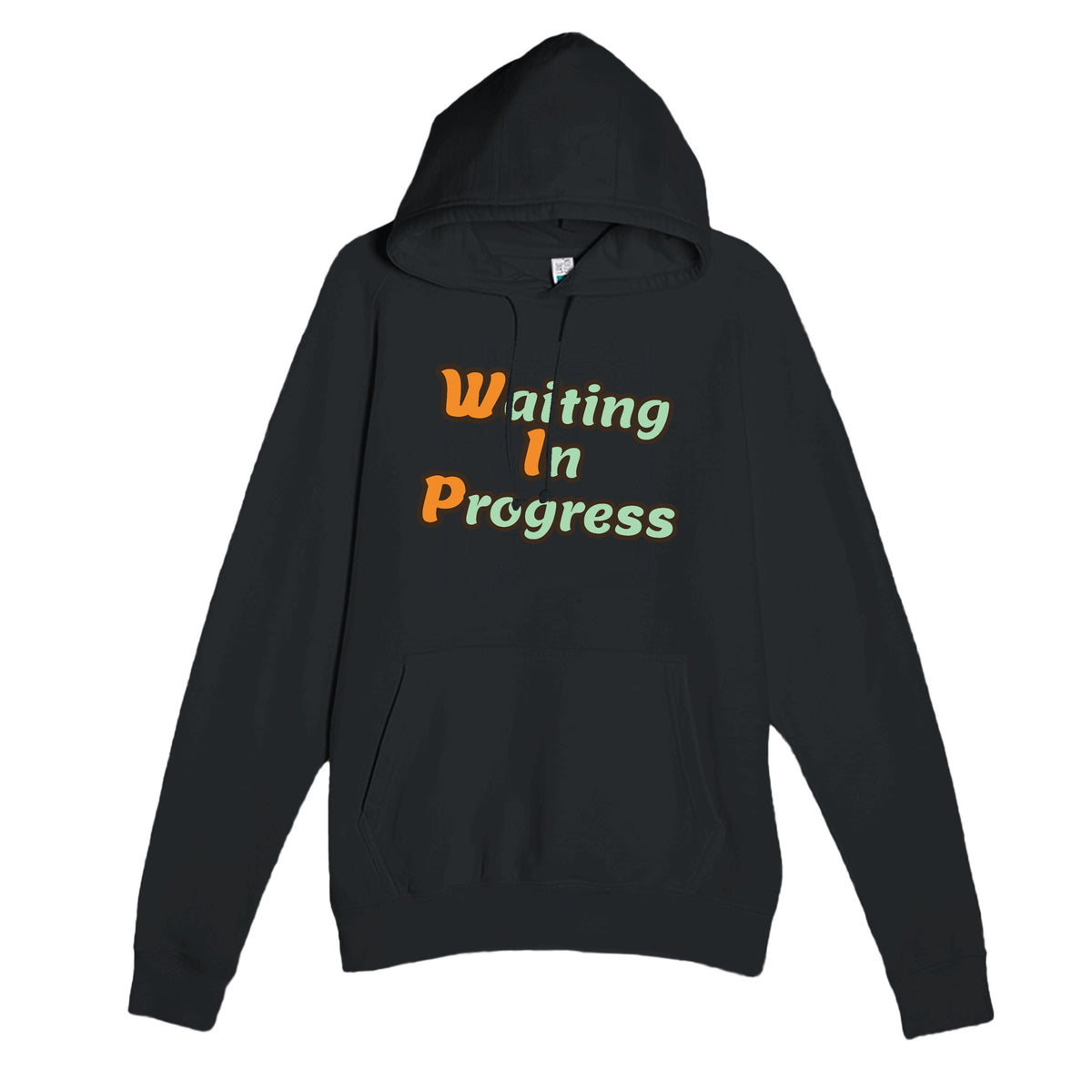 Waiting In Progress — funny black unisex hoodie