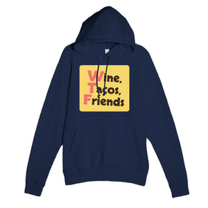 Wine, Tacos, Friends — funny navy unisex hoodie