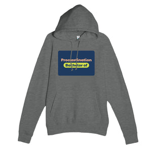 Bachelor of Procrastination — funny graphite heather unisex hoodie