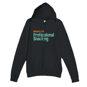 Bachelor of Professional Snacking — funny black unisex hoodie