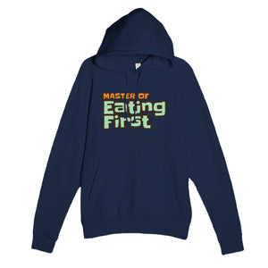 Master of Eating First — funny navy unisex hoodie