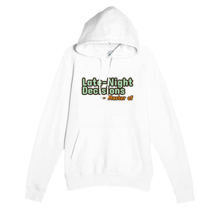 Master of Late-Night Decisions — funny white unisex hoodie