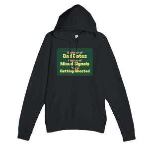 Bachelor of Bad Dates / Master of Mixed Signals / PhD in Getting Ghosted — funny black unisex hoodie